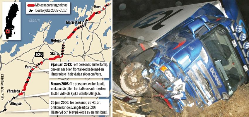 17 januari omkom en person vid Leksberg nära Mariestad. Bara i år har sex dödsolyckor skett på E20 genom Skaraborg.