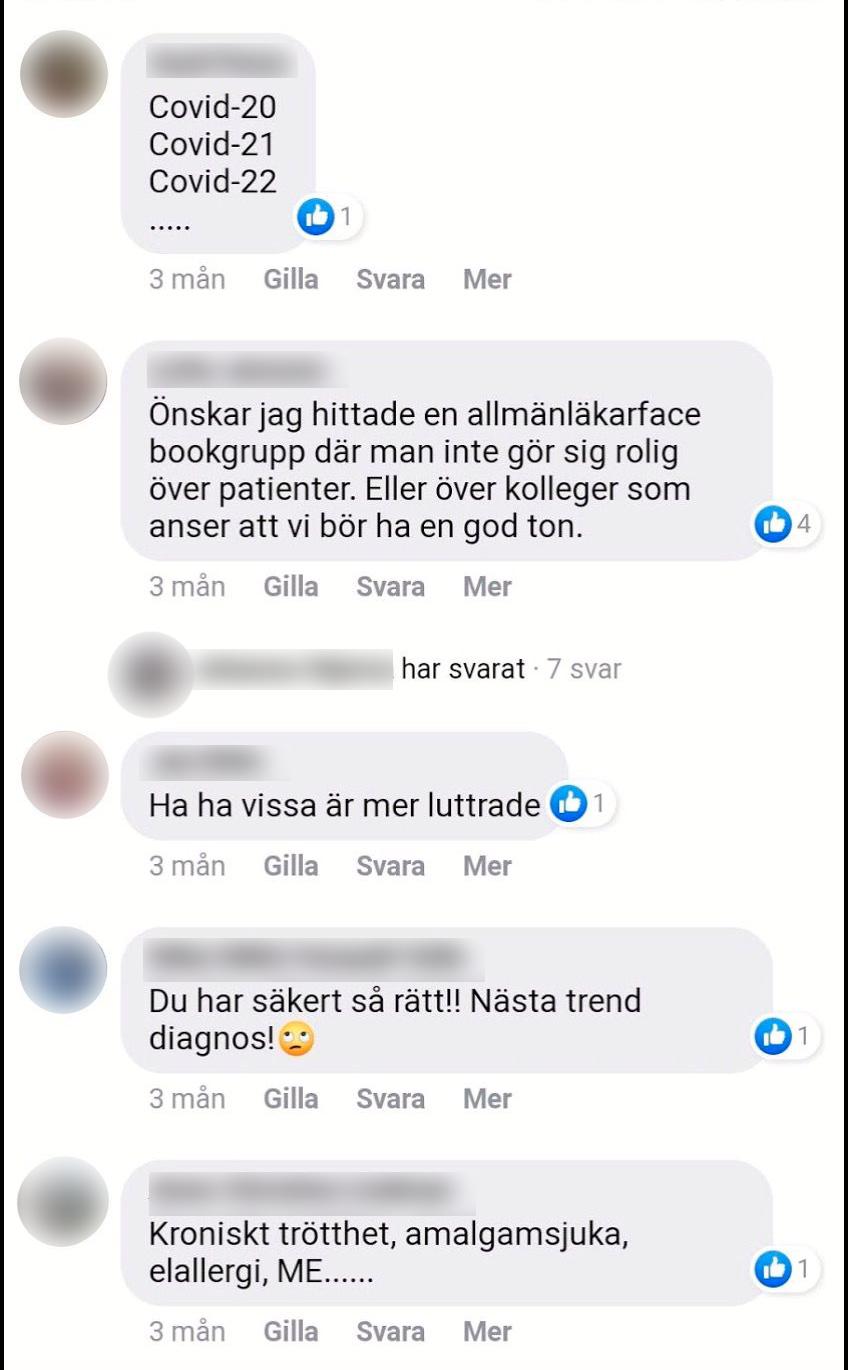 Aftonbladet har också tagit del av inlägg som gjordes för några månader sedan i den slutna Facebook-gruppen för allmänläkare.