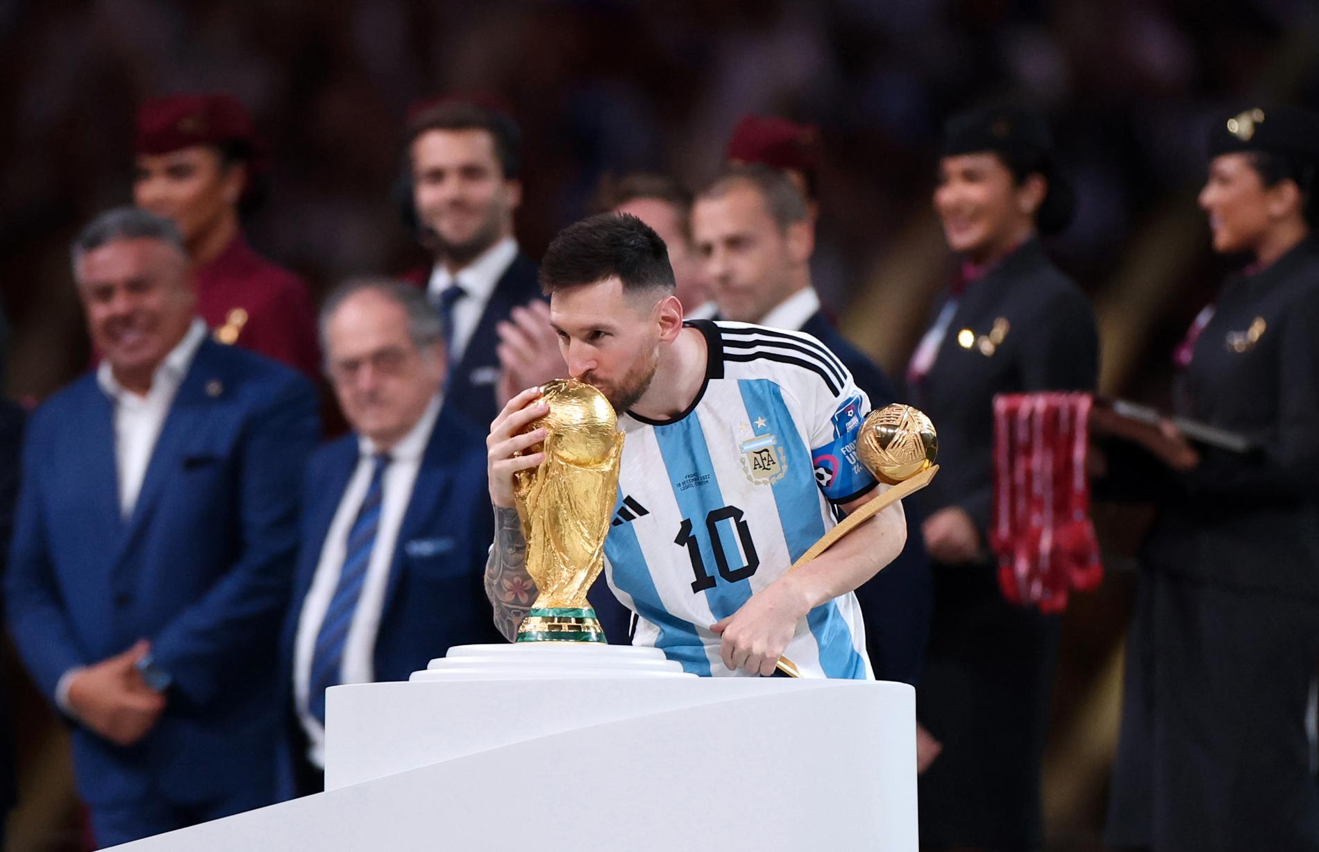 Lionel Messi efter vinsten i VM-finalen. 