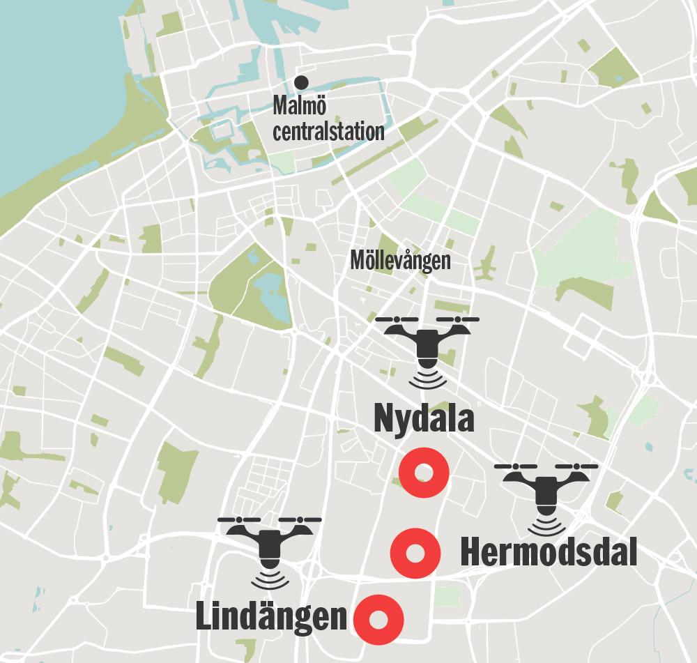 Nydala, Hermodsdal och Lindängen blir första målet för Malmöpolisens övervakning med drönare.