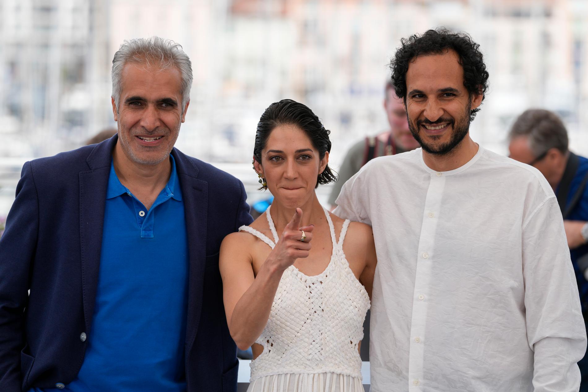 ”Holy spiders” Mehdi Bajestani, Zahra Amir Ebrahimi och Ali Abbasi i Cannes i våras.