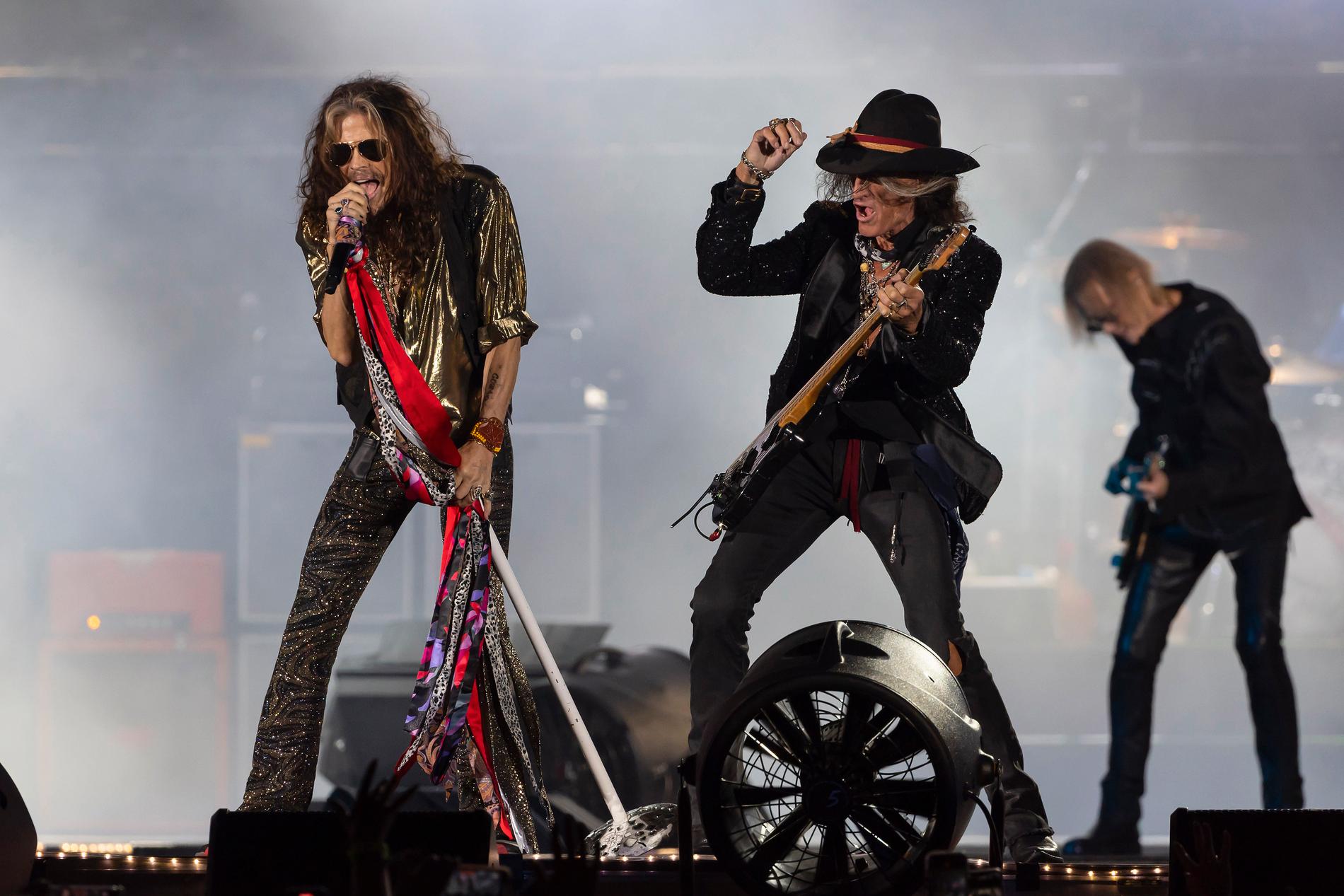 Aerosmith (med Steven Tyler till vänster) spelar i Boston i september 2022.