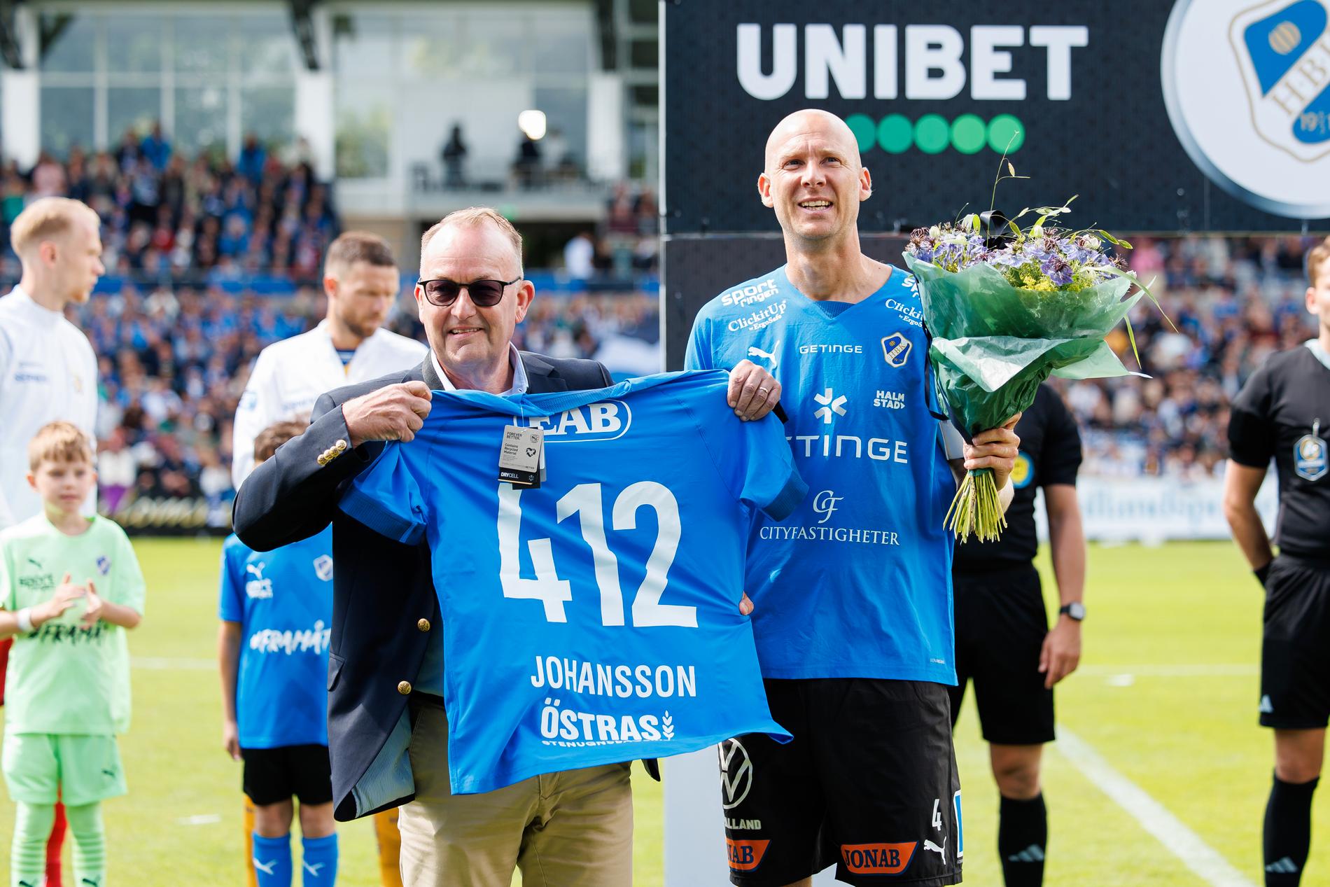 Andreas Johansson hyllades inför matchen mot IFK Göteborg. 