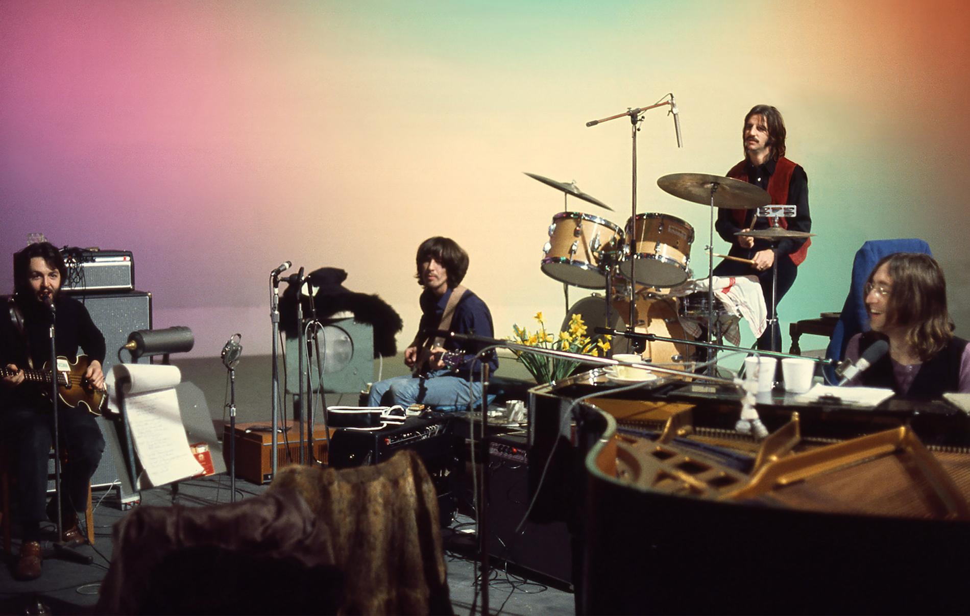 The Beatles i Twickenham Studios under inspelningarna av albumet och dokumentären ”Let it be” i januari 1969.