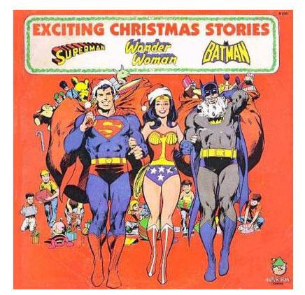 Stålmannen, Wonderwoman och Läderlappen Här hjälper de legendariska superhjältarna tomten att finna julklappar.