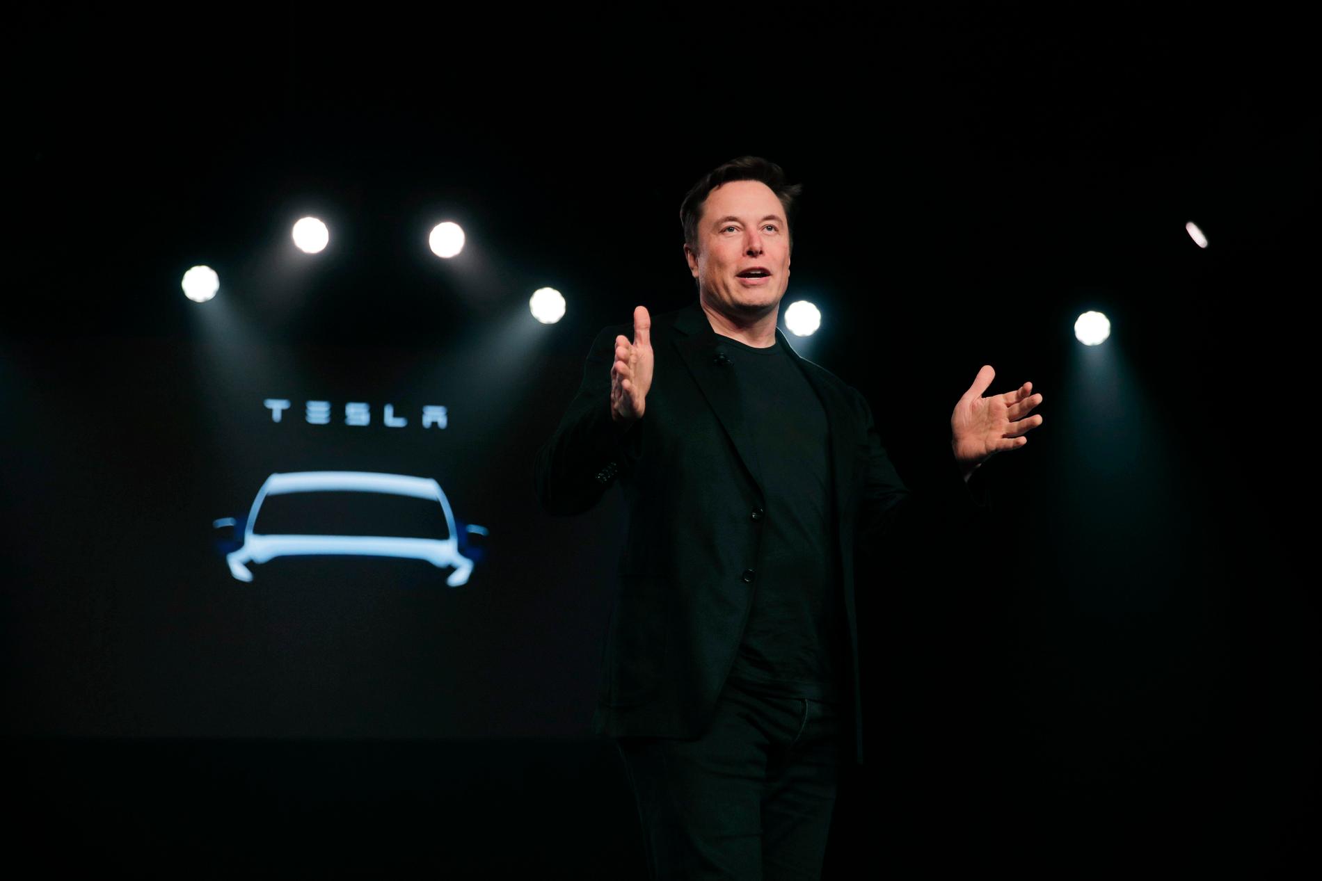 Elon Musk. Bilden är från presentationen av Model Y i mars i år.