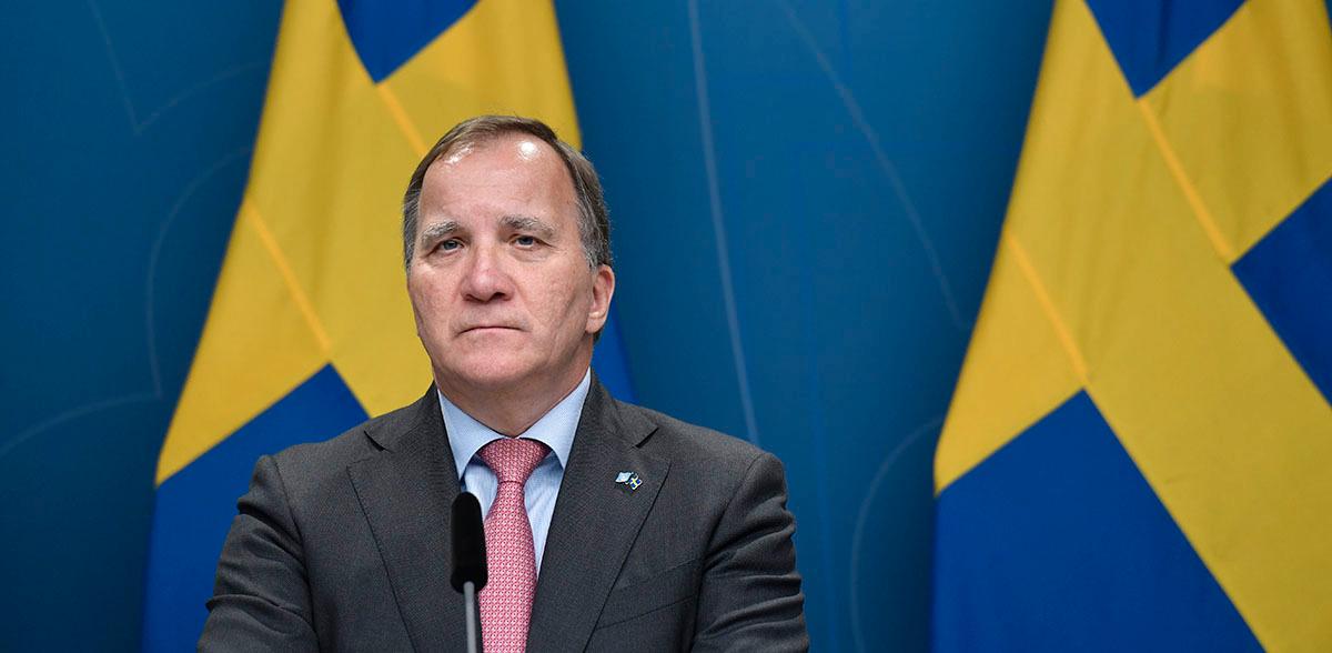 Stefan Löfven vid måndagens pressträff, där han meddelade att han avgår och att det nu blir talmansrundor.