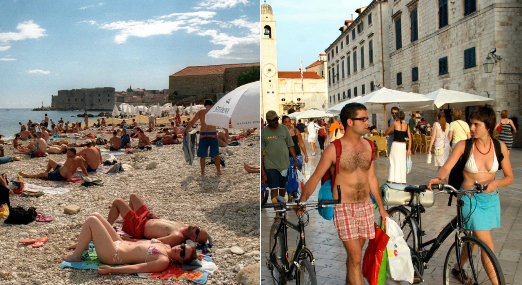 Till vänster: Stranden nära Dubrovniks stadsmur. Till höger: Dubrovniks huvudgata.