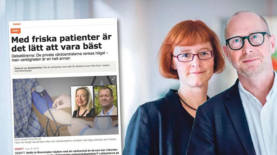 Vårdföretagarna ställer inte privat vård i motsats till landstingsdriven, skriver Håkan Tenelius och Karin Liljeblad. Bilden är ett montage.