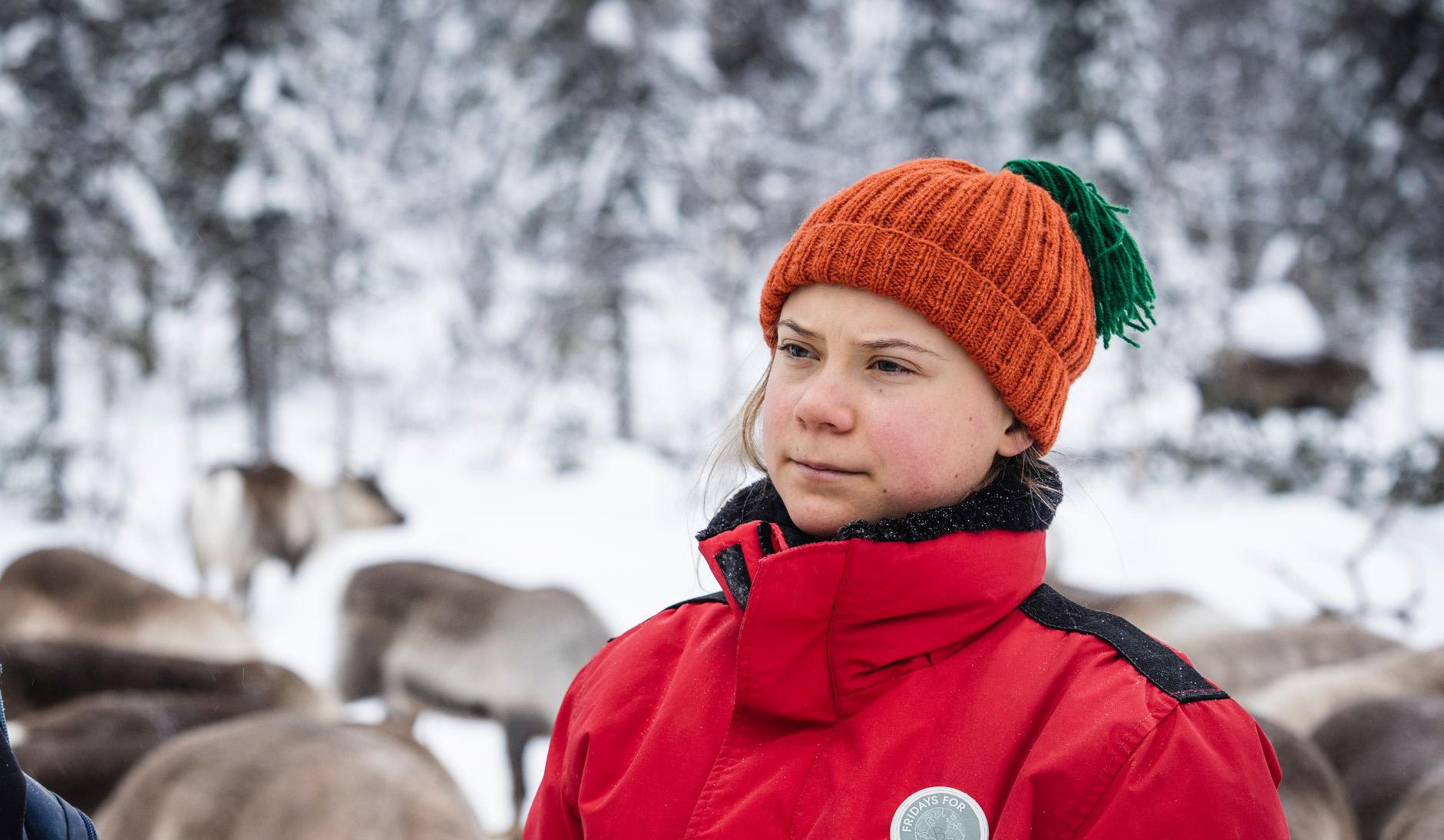 Greta Thunberg på besök i Porjus för ett par veckor sedan.