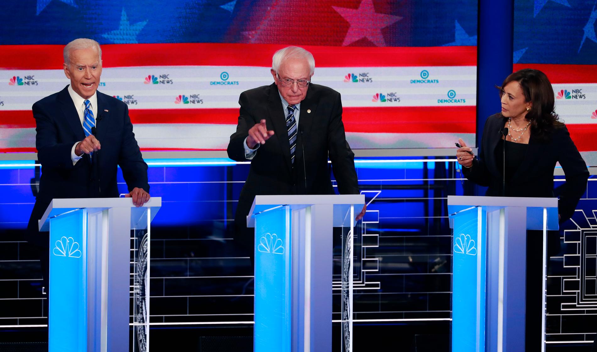 Den tidigare vicepresidenten Joe Biden, Vermontsenatorn Bernie Sanders och Kaliforniensenatorn Kamala Harris siktar alla på Demokraternas nominering inför nästa års presidentval.