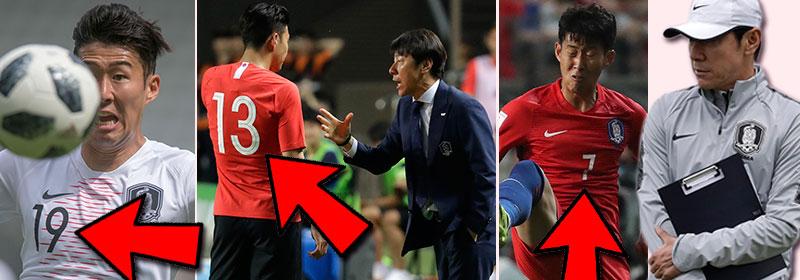 Sydkoreas storstjärna Son Heung Min i tre olika tröjnummer. 