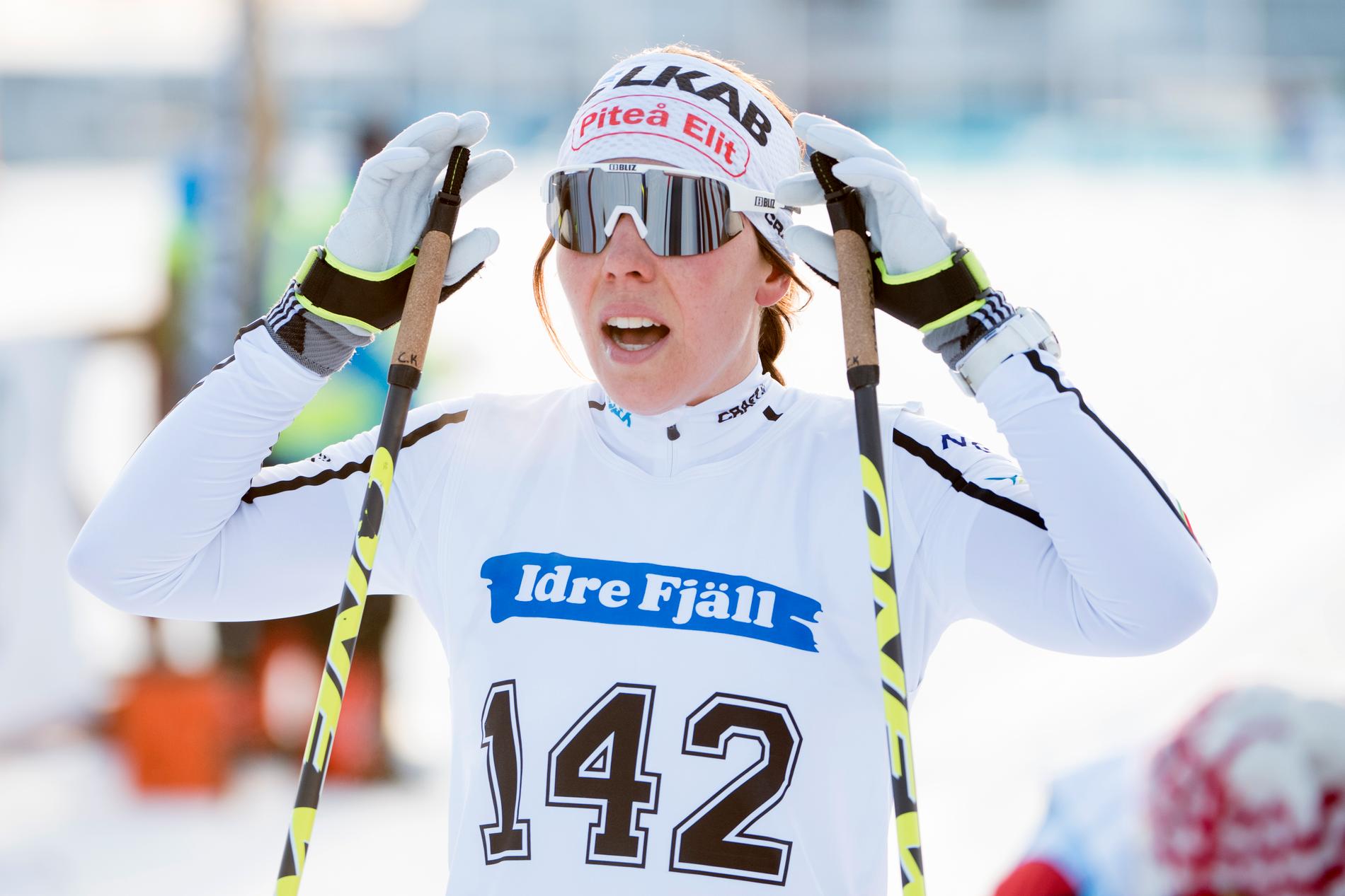 Charlotte Kalla under förra helgens tävling i Falun.