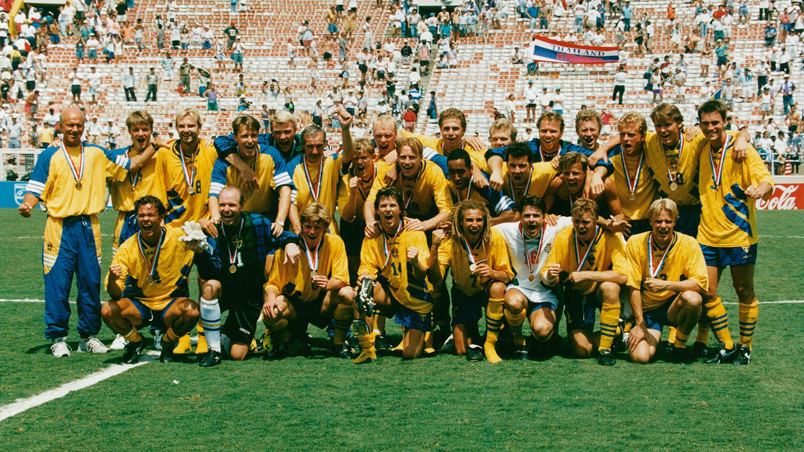 VM-laget som tog brons i USA 1994 med Ravelli i målet.