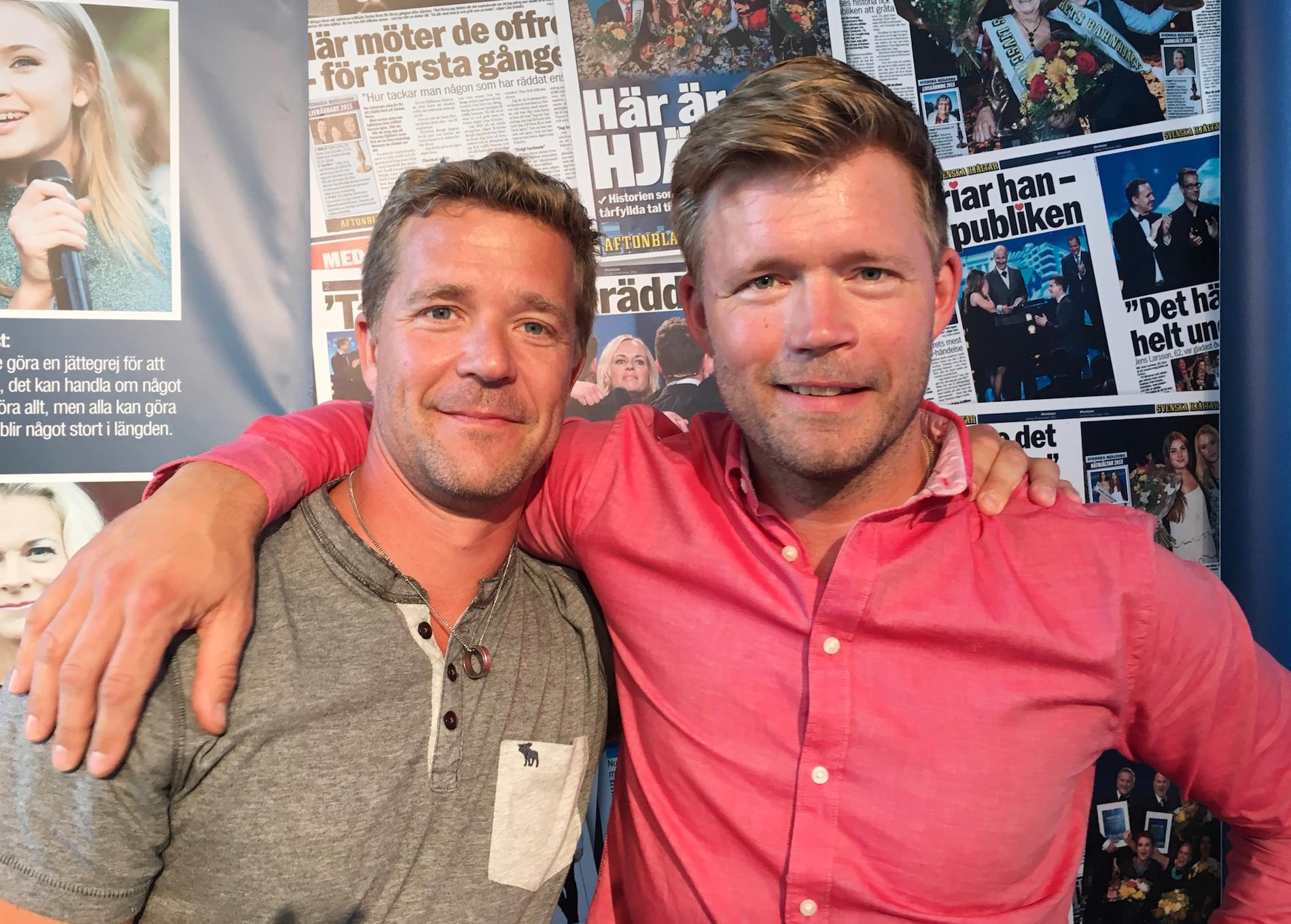 Tommy Tuike och Björn Svensson prisades på Svenska Hjältar-galan 2014. Här på plats hos Aftonbladet i Almedalen.