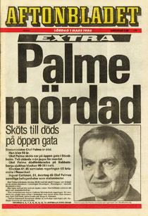 Aftonbladets förstasida den 1 mars 1986.