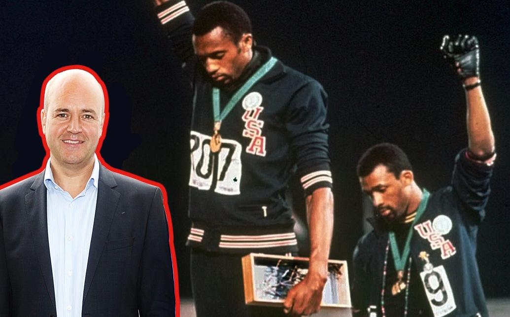 PROTEST Vid en medaljceremoni under sommar-OS i Mexiko 1968 protesterade de amerikanska idrottsmännen Tommie Smith och John Carlos mot hur svarta behandlades i USA. Enligt Moderaternas nya historieskrivning kanske de också var med?