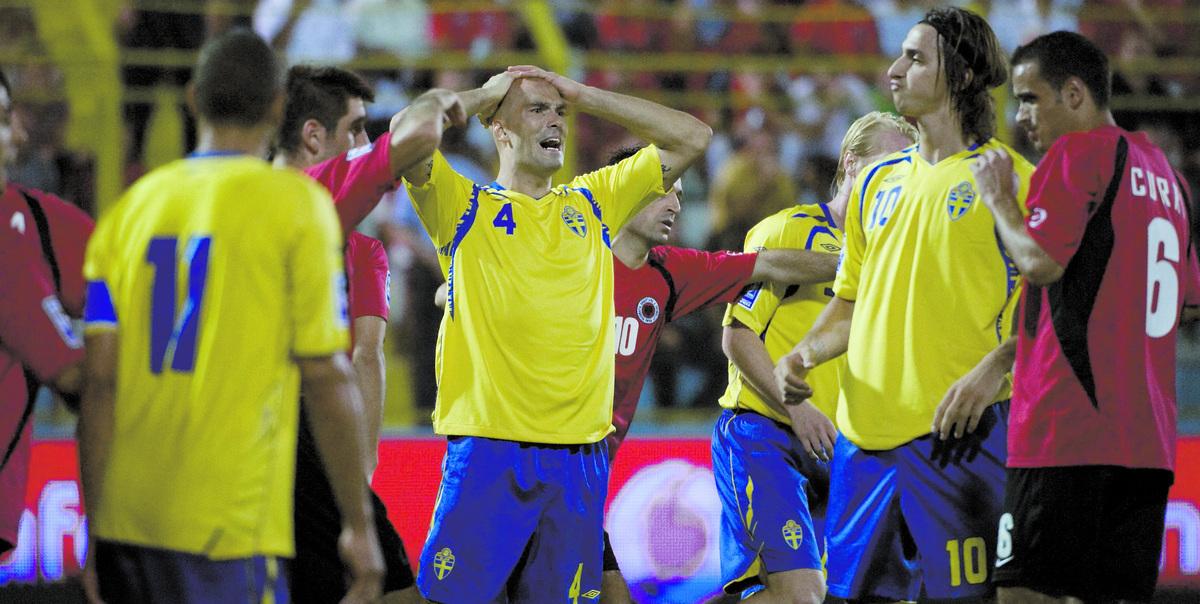 besvikelse Efter kvalpremiären mot Albanien var det många frustrerade miner i det svenska laget. Men 0-0 är ingen katastrof, skriver Simon Bank. FOTO: SCANPIX