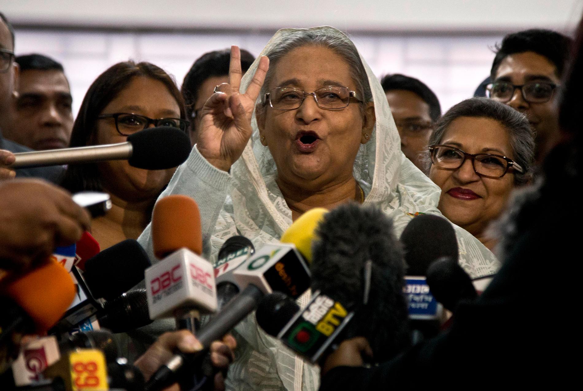 Sheikh Hasina påbörjar nu sin tredje mandatperiod i rad, sin fjärde totalt. Arkivbild.