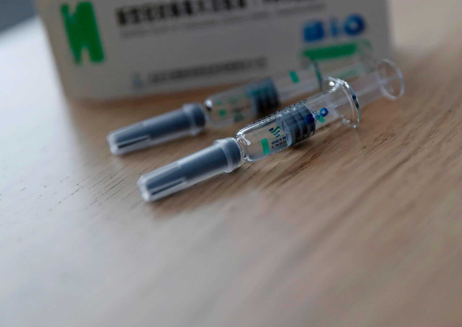Ett av fyra covidvaccin som godkänts i Kina, detta från Sinopharm.