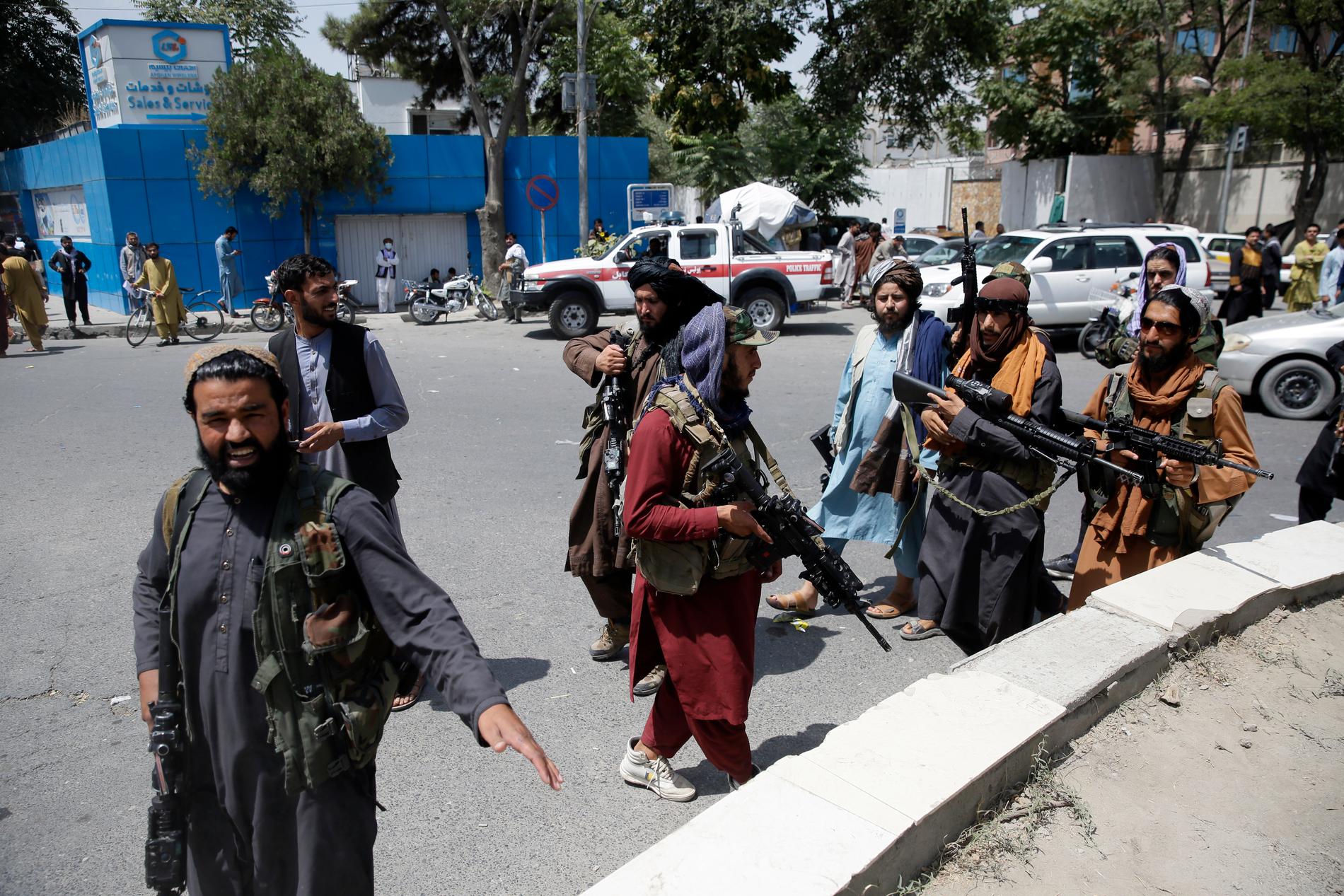 Talibaner på gatorna i Kabul.