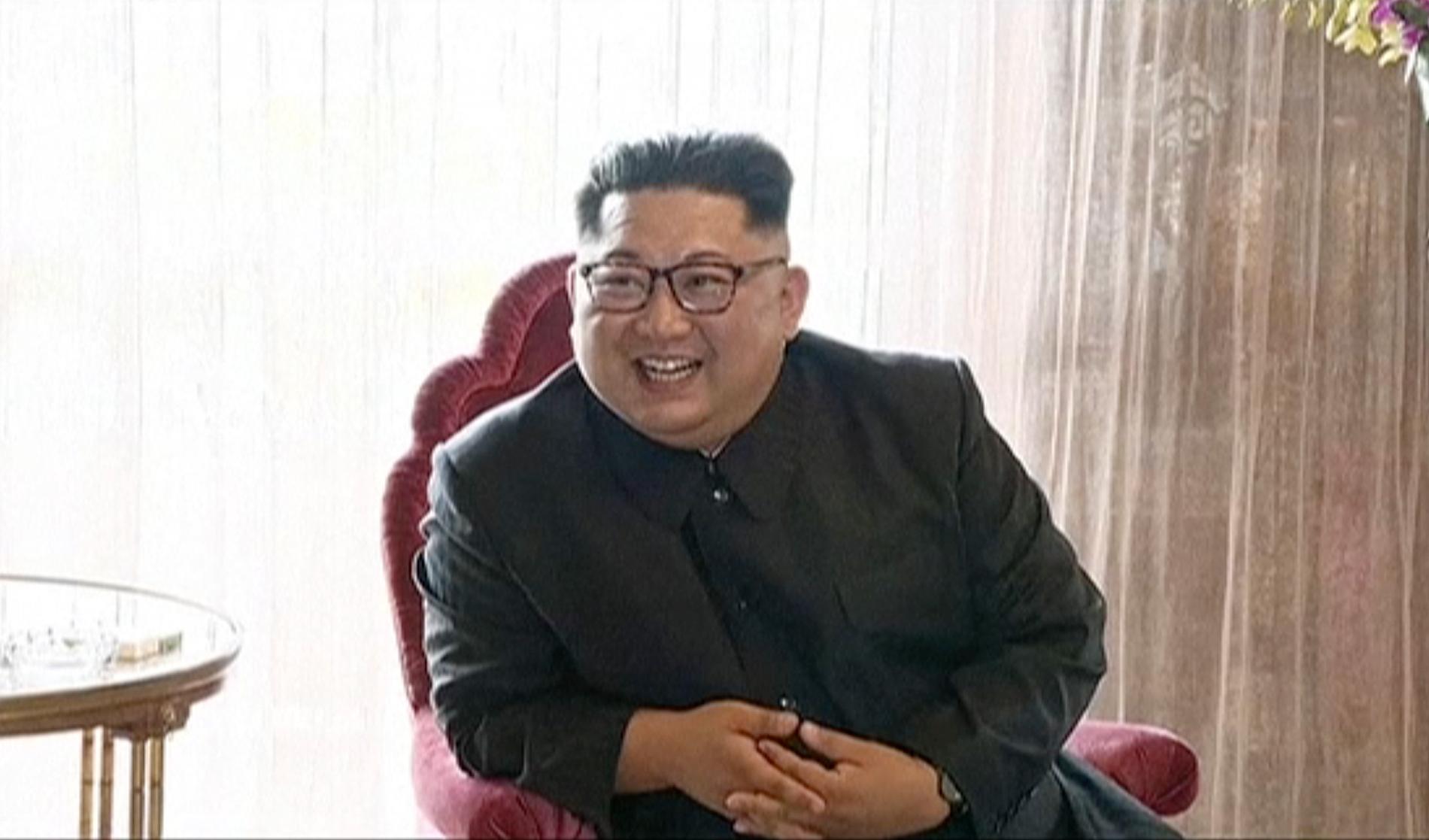 Kim Jong-Un på sitt hotell i samband med mötet med Donald Trump i Singapore i förra veckan.