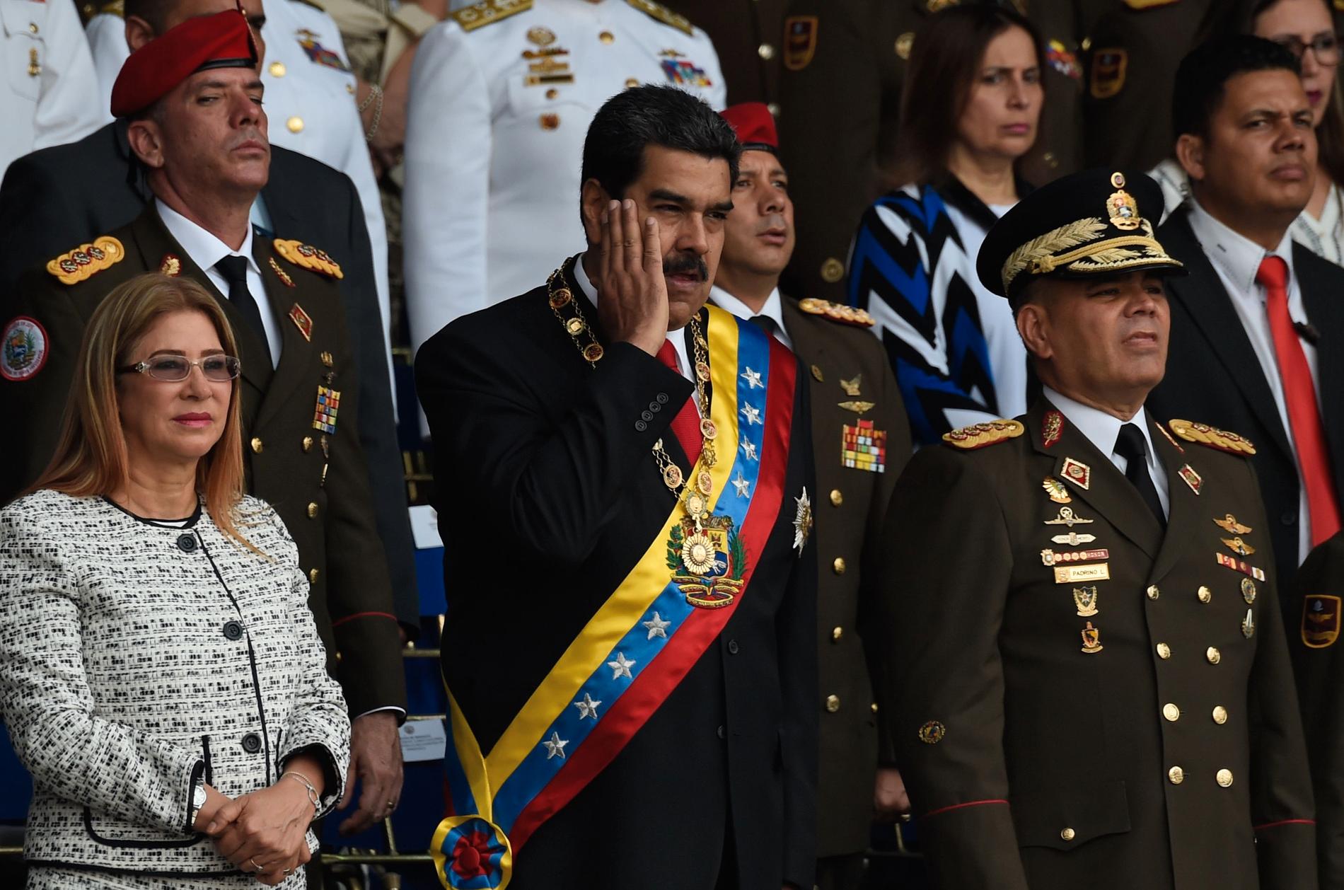 President Maduro strax innan hans tal avbröts.