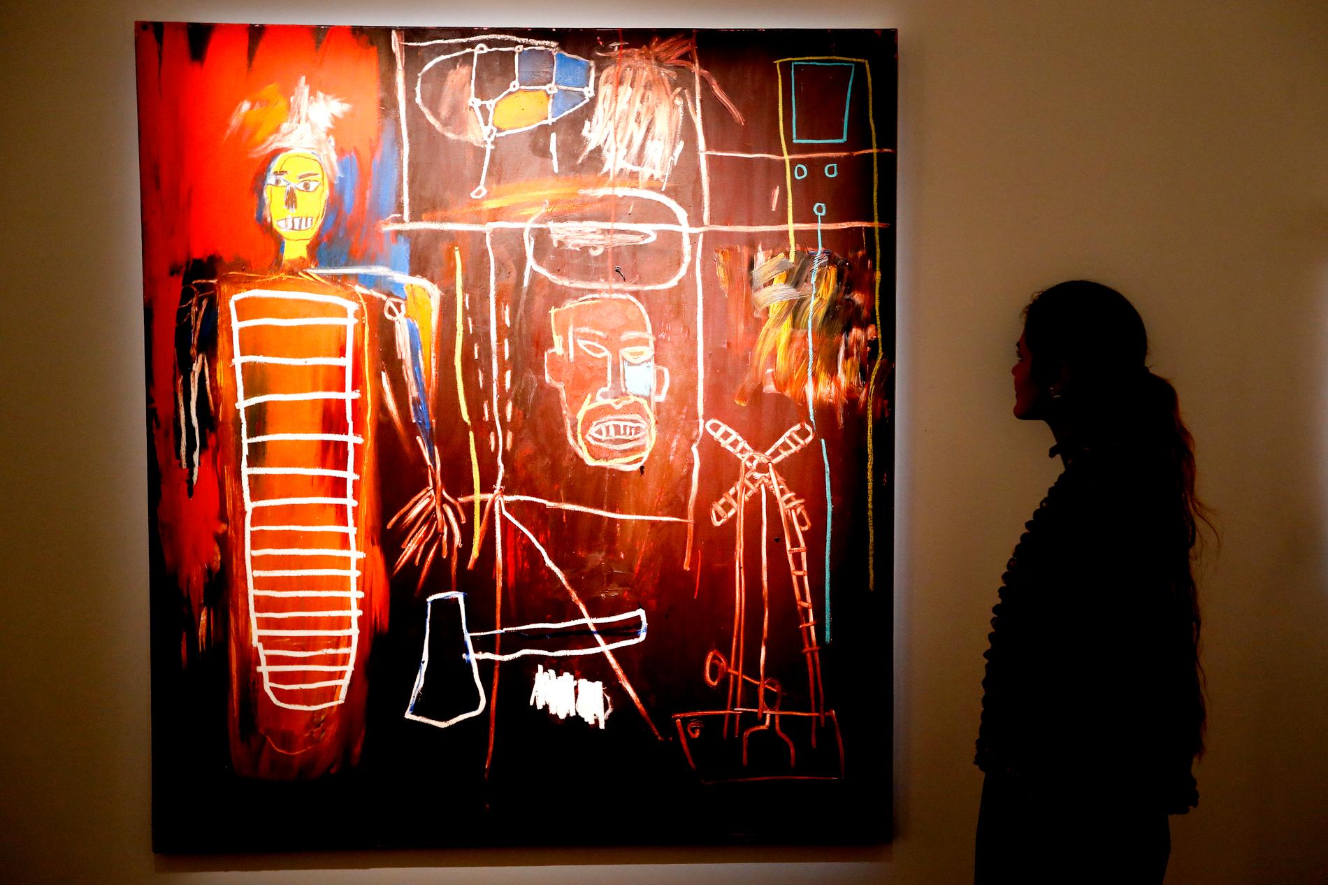 "Air Power" av Jean-Michel Basquiat är ingen förfalskning men just nu utreds 25 av konstnärens målningar i Orlando. Arkivbild.
