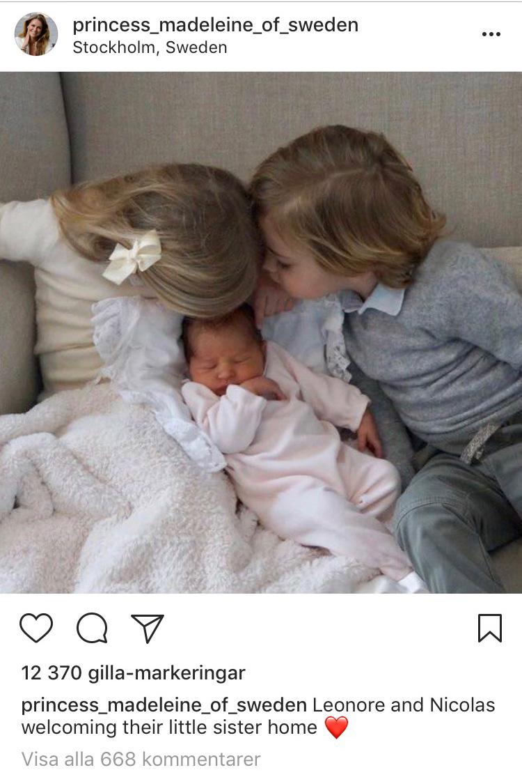 Madeleines Leonore och Nicolas välkomnar lillasyster Adrienne. Det svenska kungahuset ligger  i framkant när det gäller sociala medier.