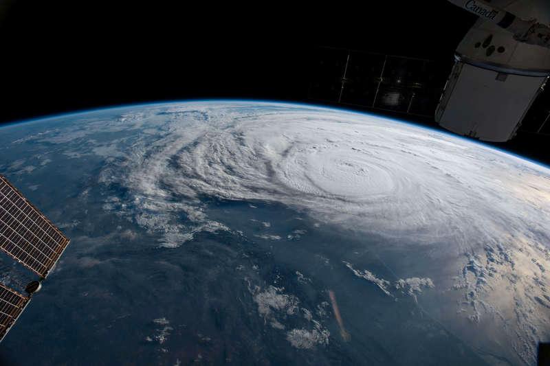 Stormen Harvey över Texas, fotograferad från en rymdstation. 