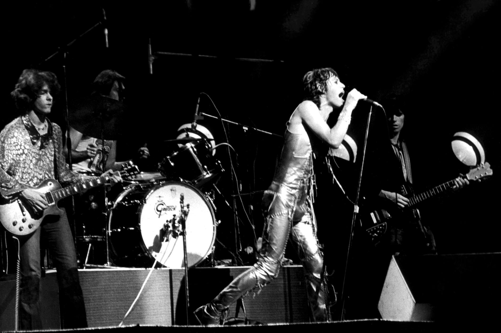 Rolling Stones på ”Goats head soup”-turnén i september 1973. Någon månad senare nådde den Scandinavium i Göteborg. 