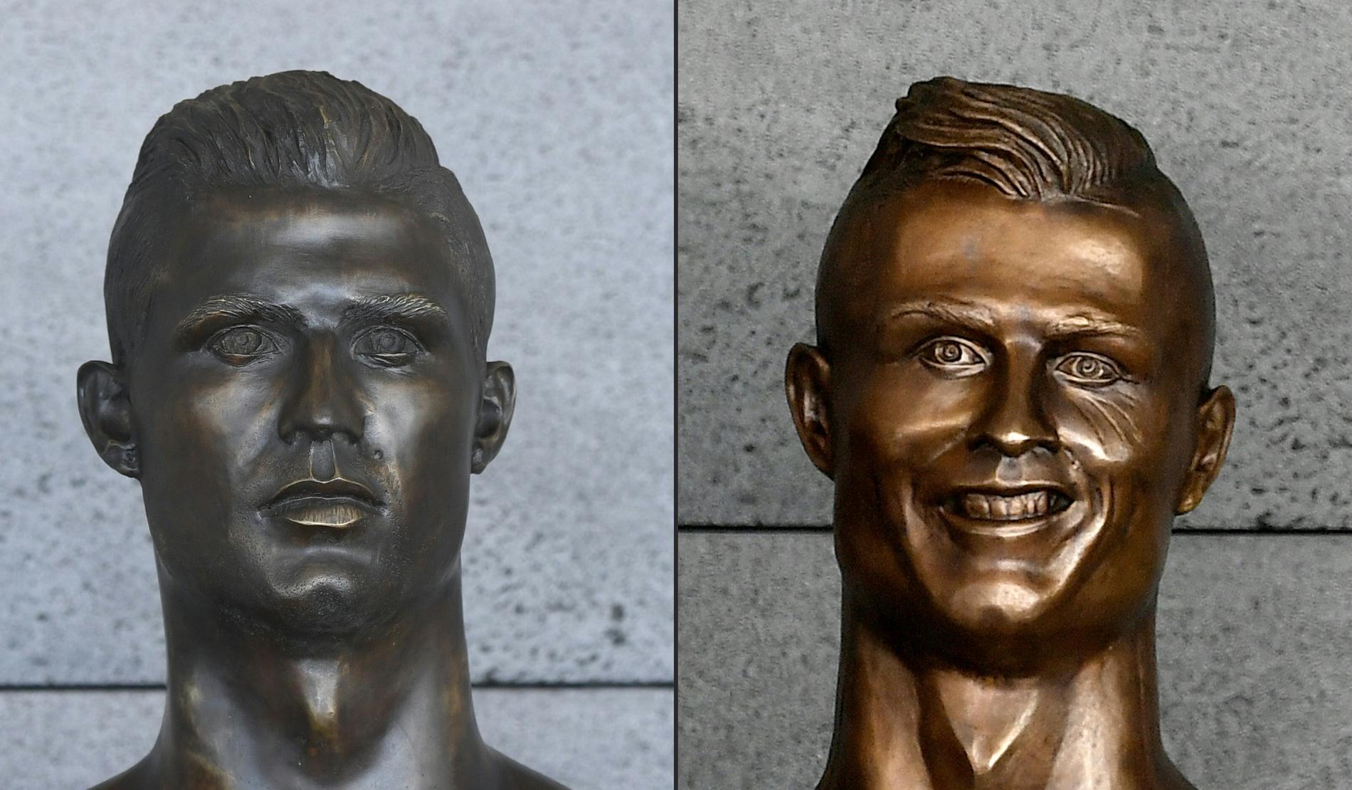 Den nya statyn till vänster, den gamla till höger.