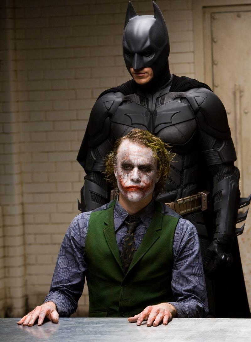 Heath Ledger som Jokern och Christian Bale som Batman i "The Dark Knight".