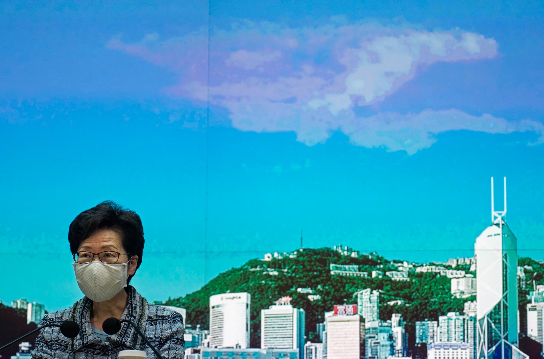 Hongkongs högsta ledare Carrie Lam. Arkivbild.