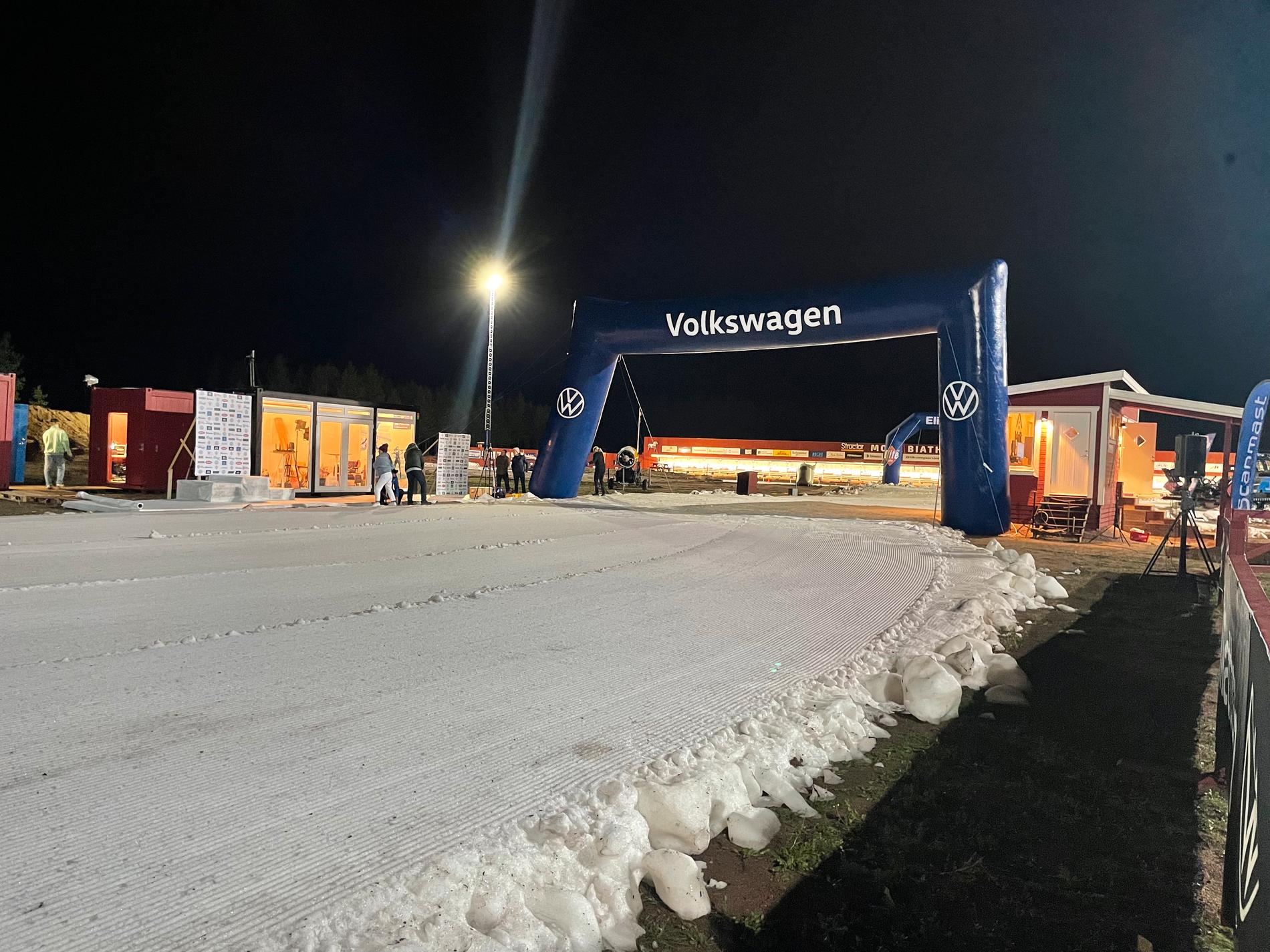 Målområdet i Mora Ski Festival inför lördagens tävlingar.