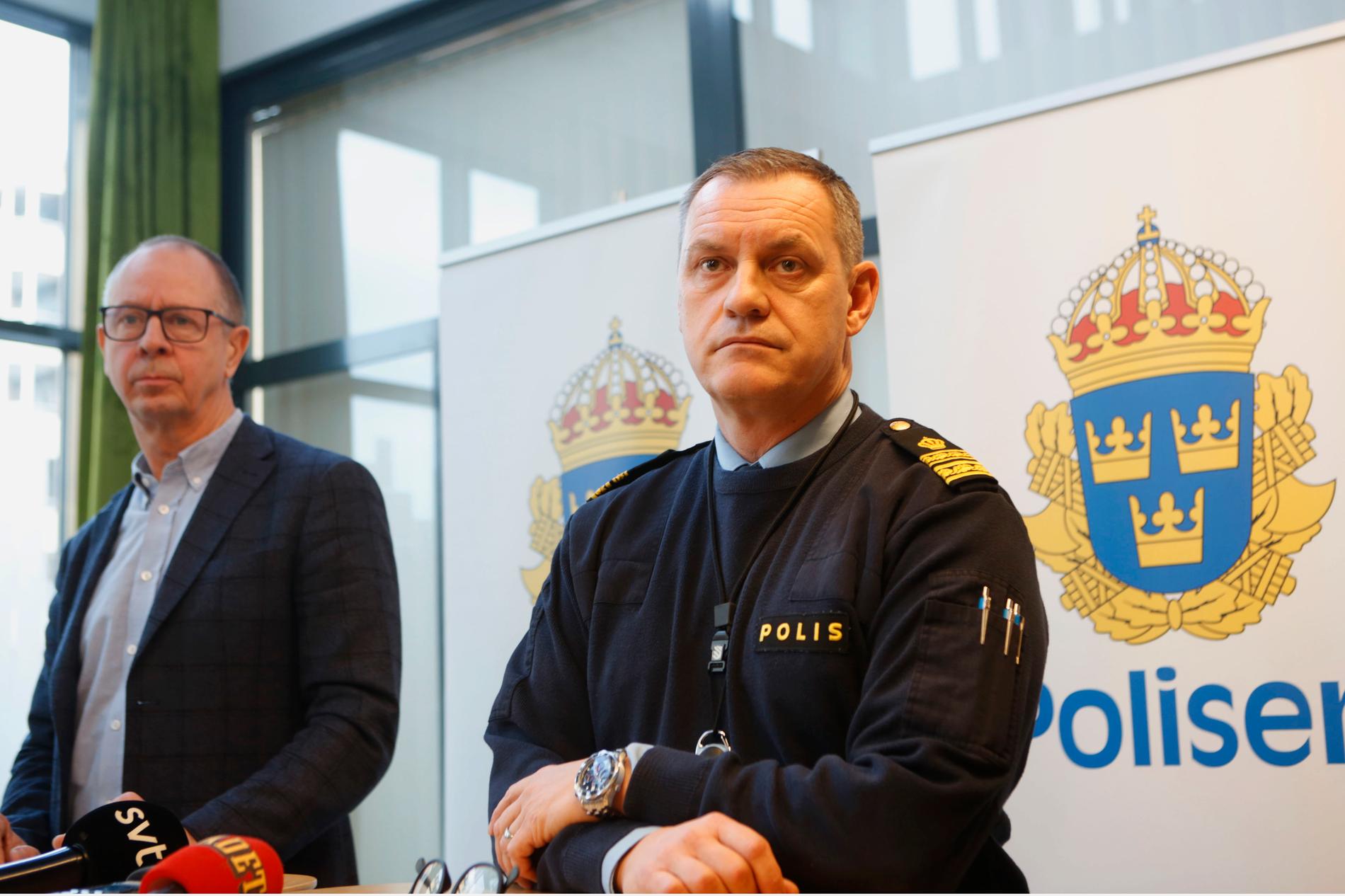 Claes-Arne Hermansson, chef sektionen för grova brott och Anders Wiberg polisområdeschef i Malmö.