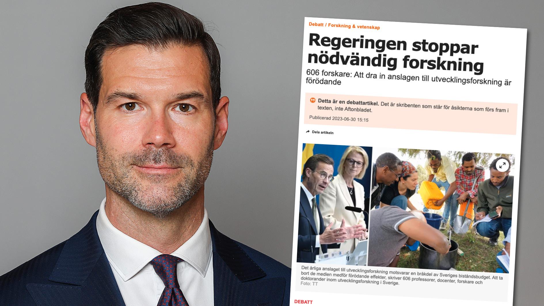  Jag förstår att forskare känner besvikelse. Jag är dock trygg i min bedömning att svenska biståndspengar gör större skillnad i mottagarländer, än här hemma i Sverige. Replik från biståndsminister Johan Forssell.