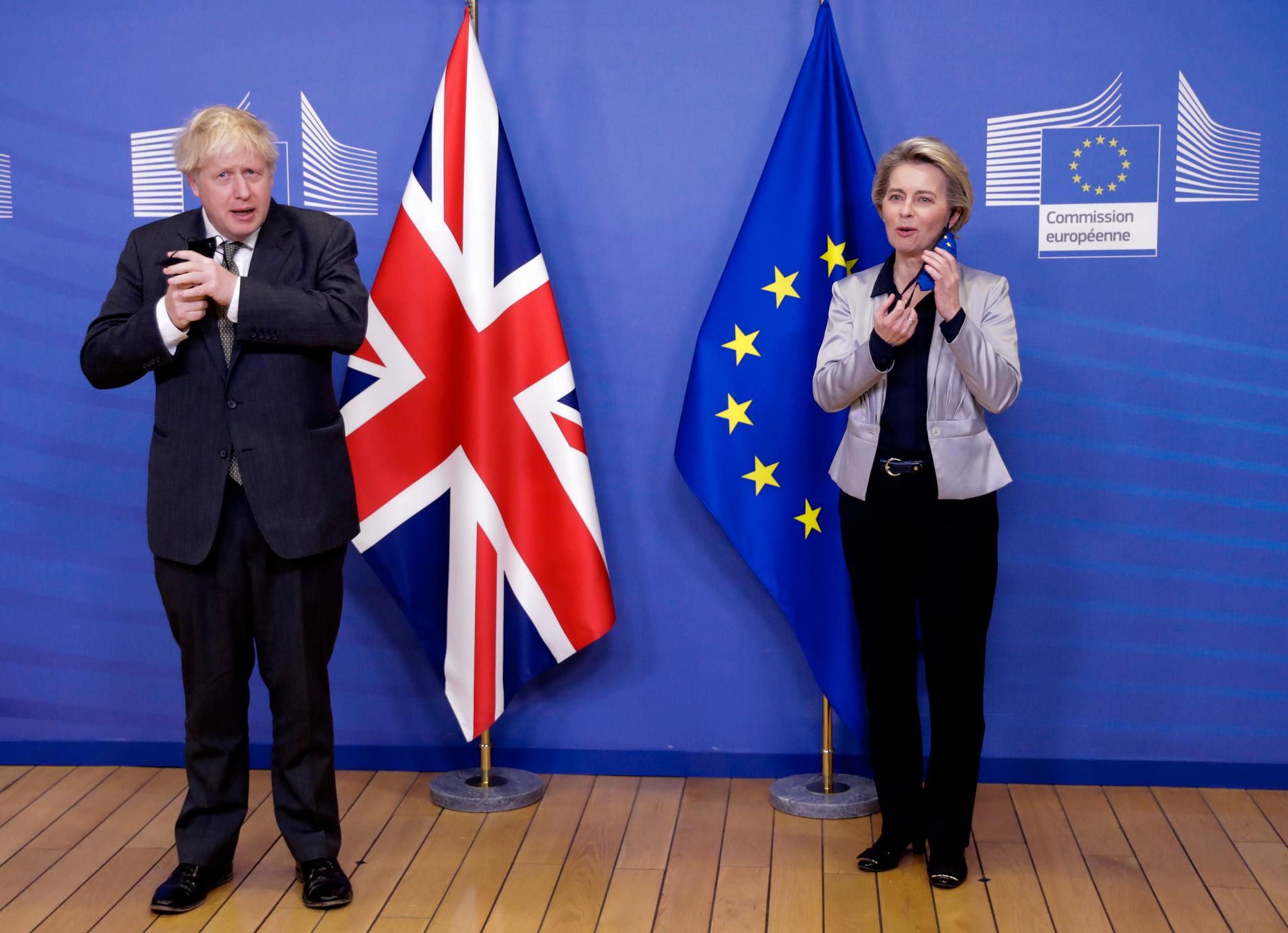 Premiärminister Boris Johnson och Europeiska kommissionens ordförande Ursula von der Leyen.