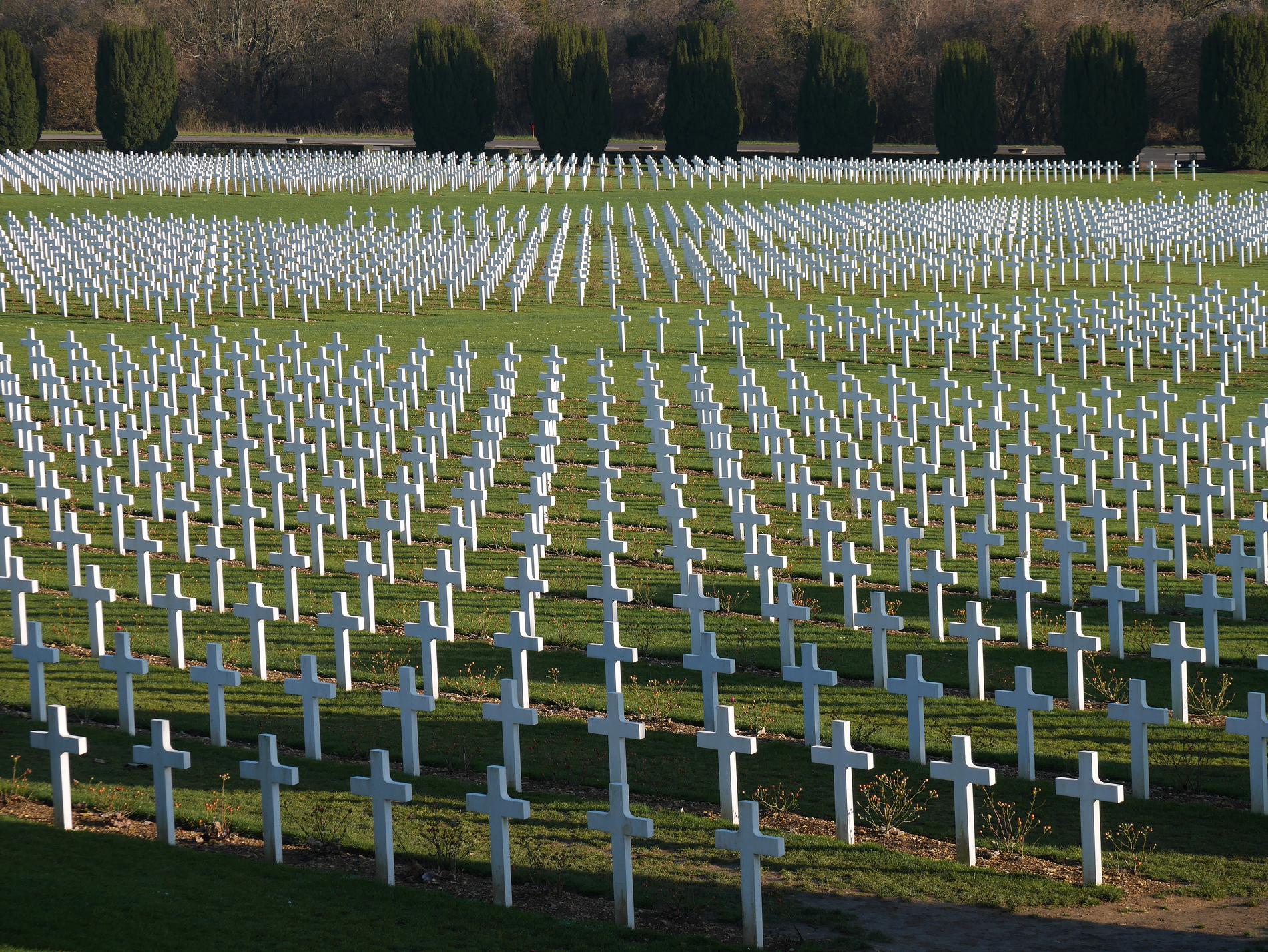 Drygt 300 000 soldater stupade i slaget om Verdun 1916. I dag är slagfältet fullt med gravar. Arkivbild.