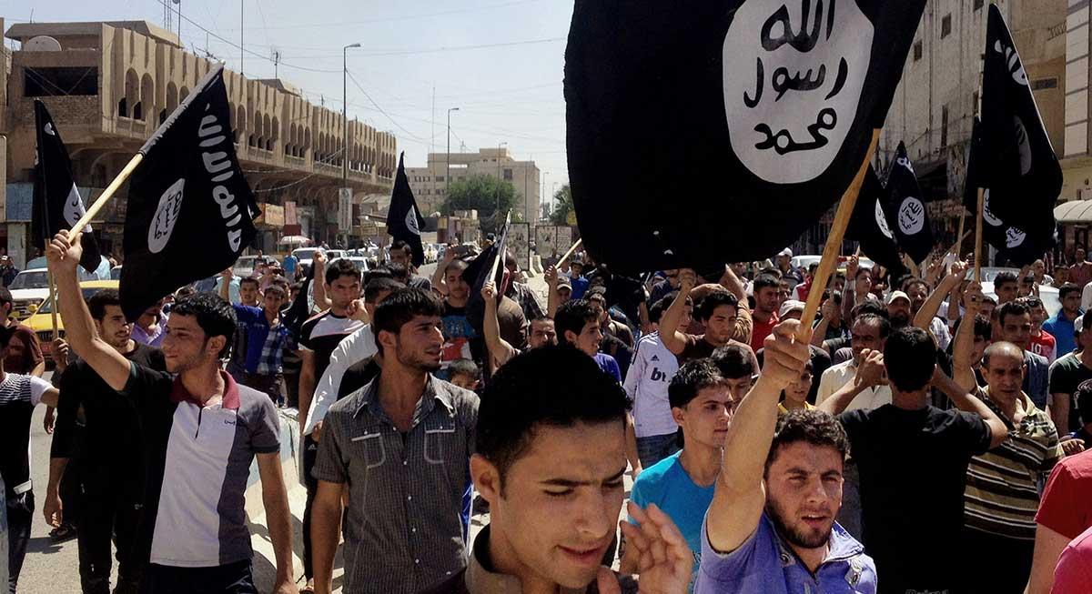 En demonstration för IS i Mosul, Irak.