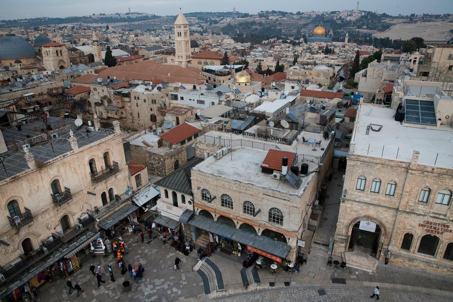 Vy över Jerusalems gamla stad. Arkivbild.