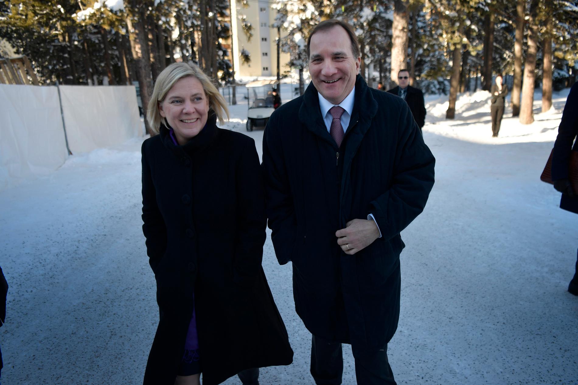 Stefan Löfven och Magdalena Andersson i Davos.
