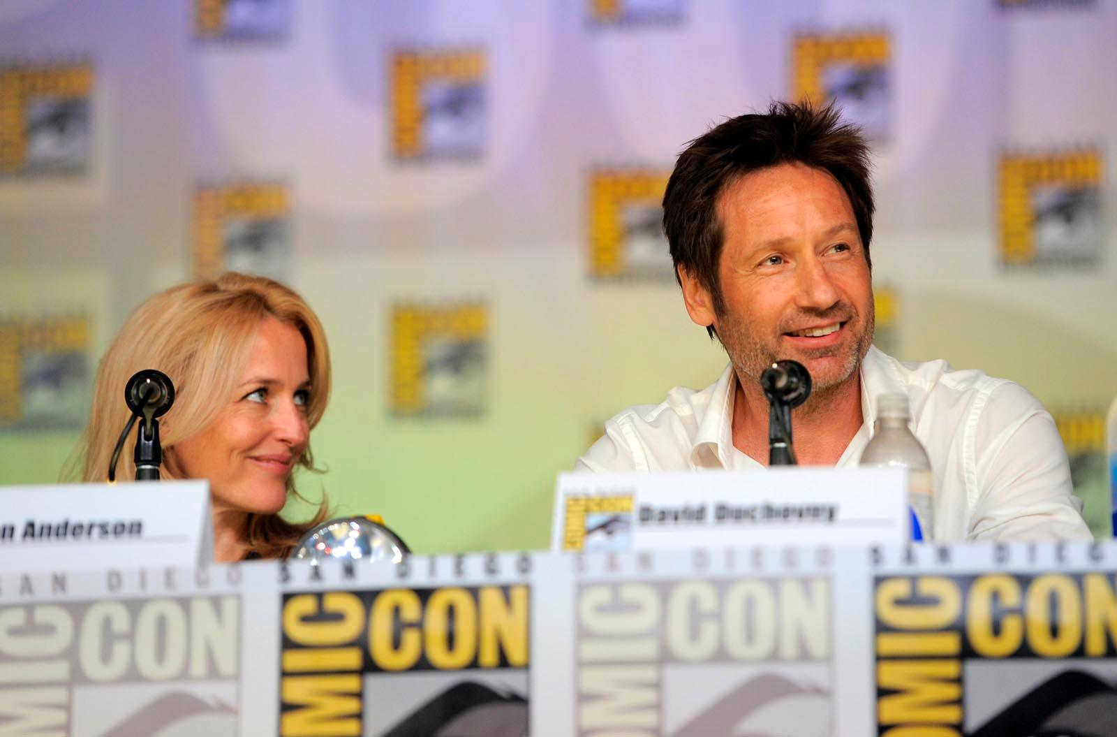 ”Arkiv X”-stjärnorna Gillian Anderson (Dana Scully) och David Duchovny (Fox Mulder) satt i en panel på Comic-Con när man firade 20-årsjubileum av banbrytande den tv-serien.