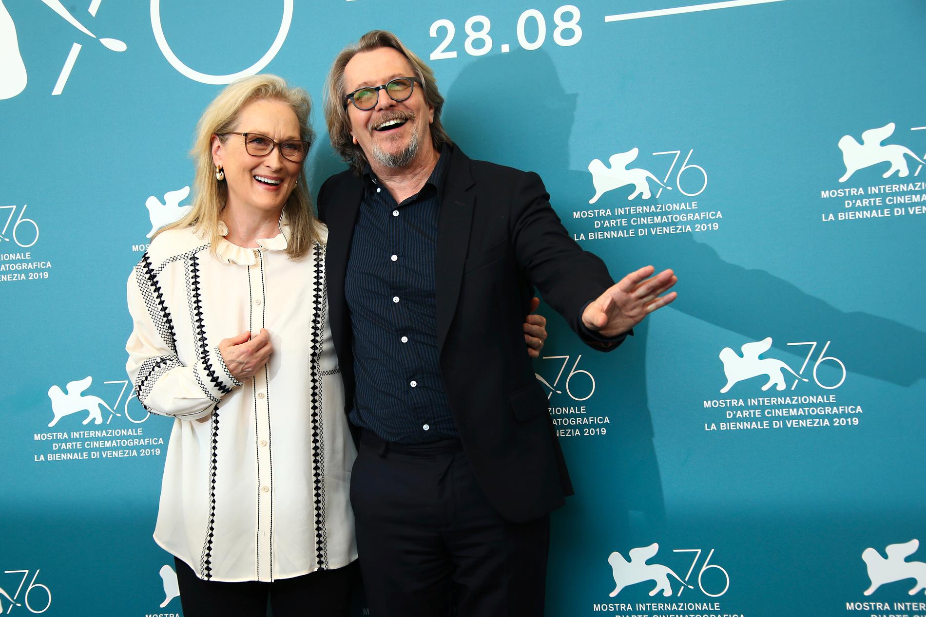 Meryl Streep och Gary Oldman på filmfestivalen i Venedig