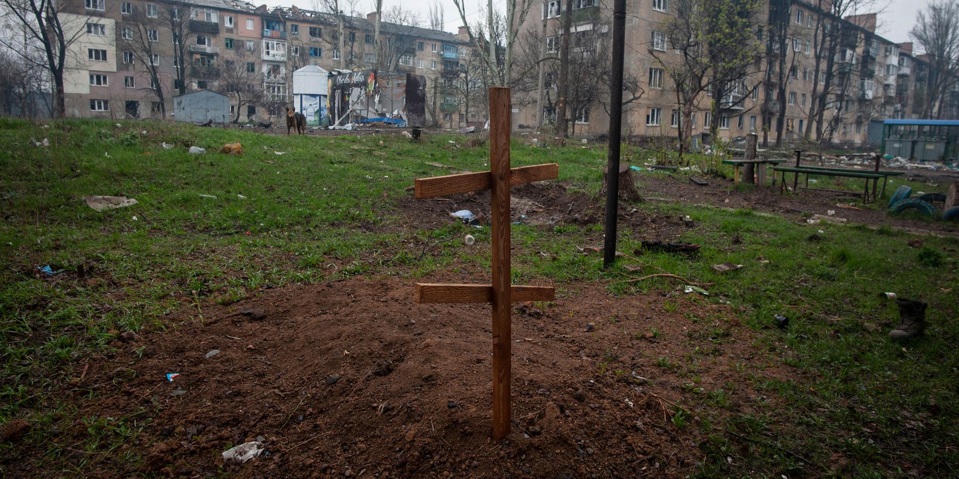 Staden Bakhmut i östra Ukraina, en plats i spillror efter hårda strider. 