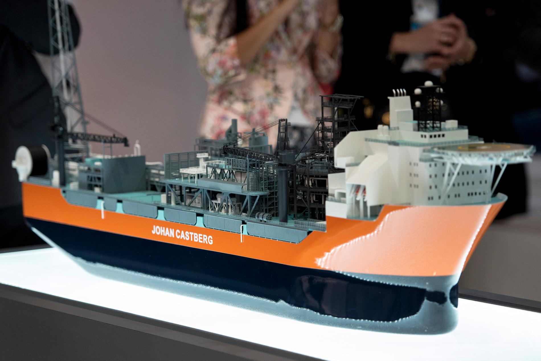 En modell av fartyget Johan Castberg, när det presenterades 2016. Arkivbild.