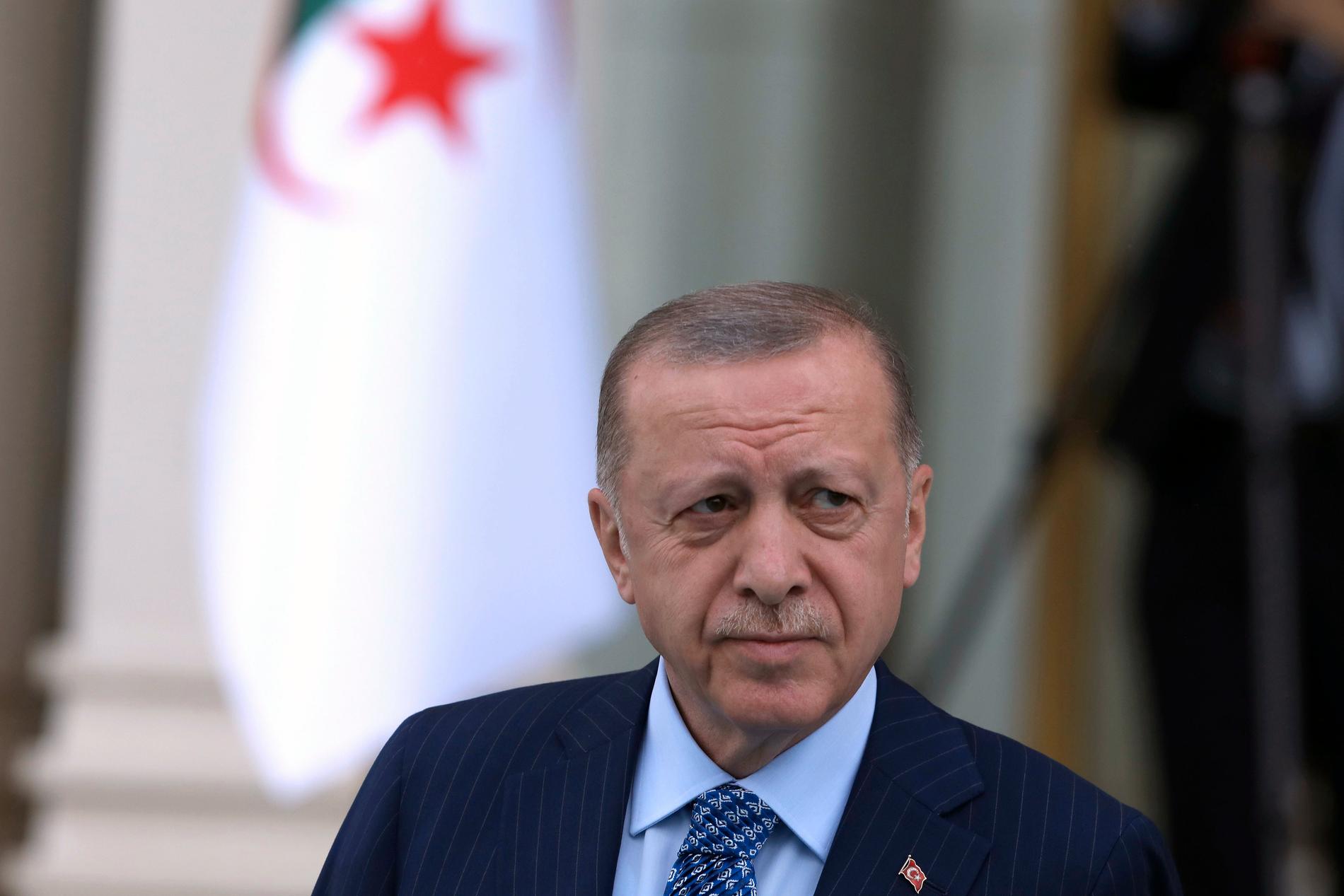 Turkiets president Recep Tayyip Erdogan säger att han inte accepterar "terroristorganisationer" i Nato. Arkivbild.