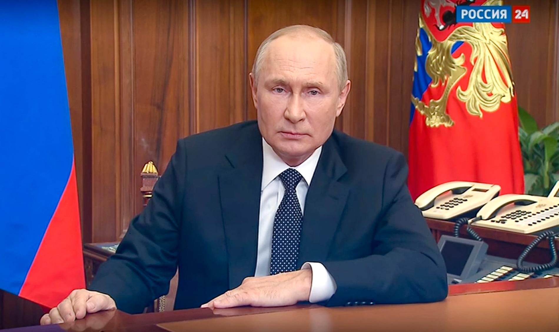 Putin höll ett tv-sänt tal till nationen på onsdagsmorgonen.
