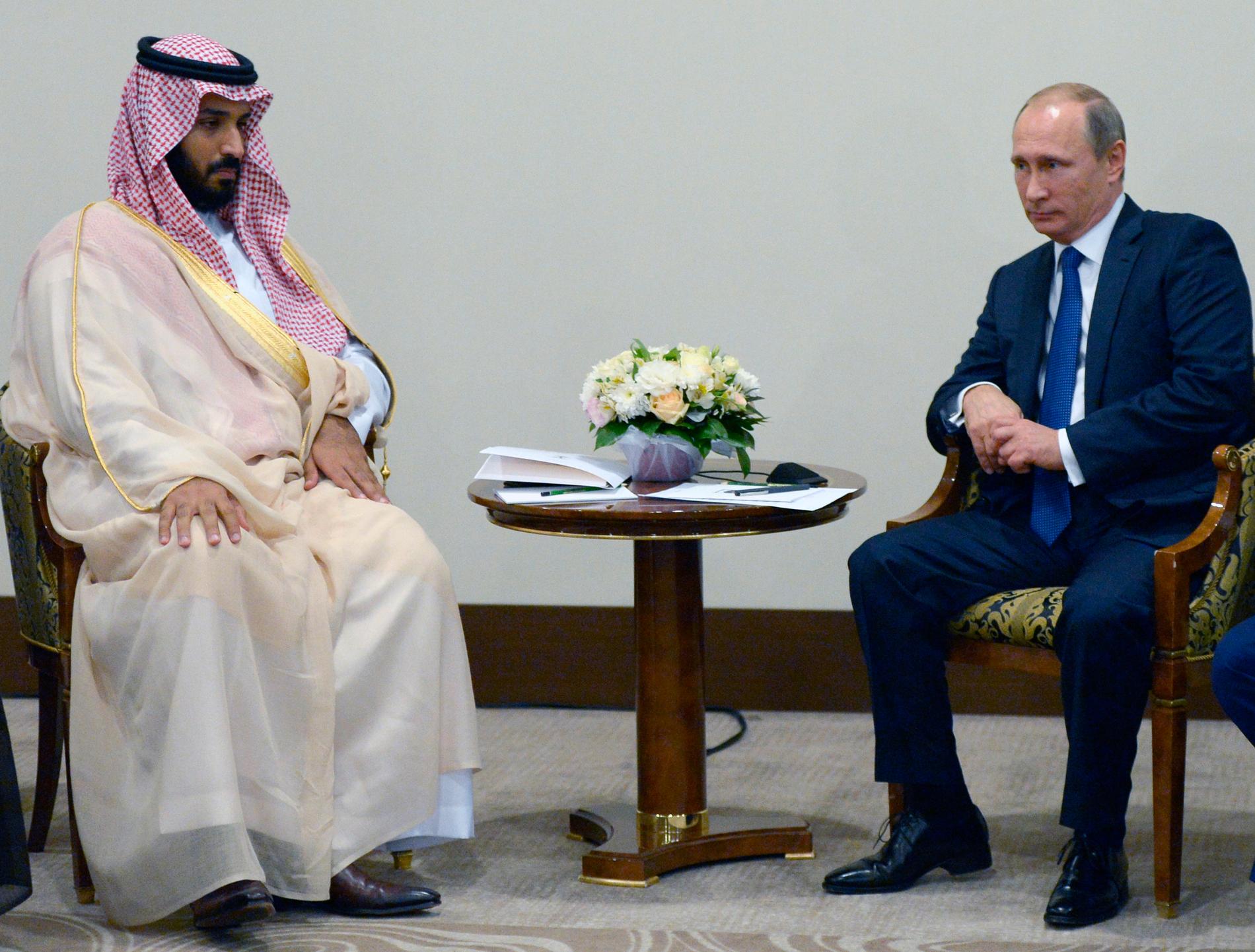 Mohammed bin Salman och Vladimir Putin.
