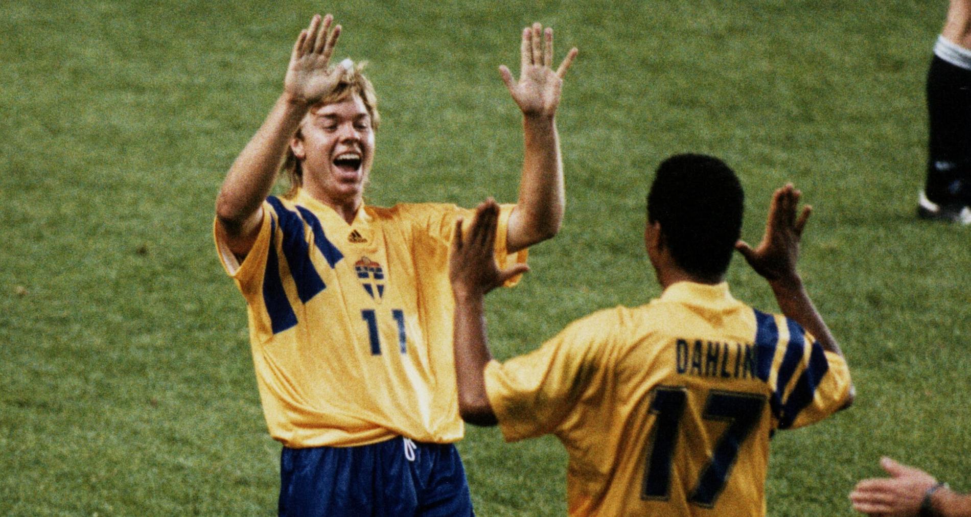 Tomas Brolin och Martin Dahlin under EM 1992.